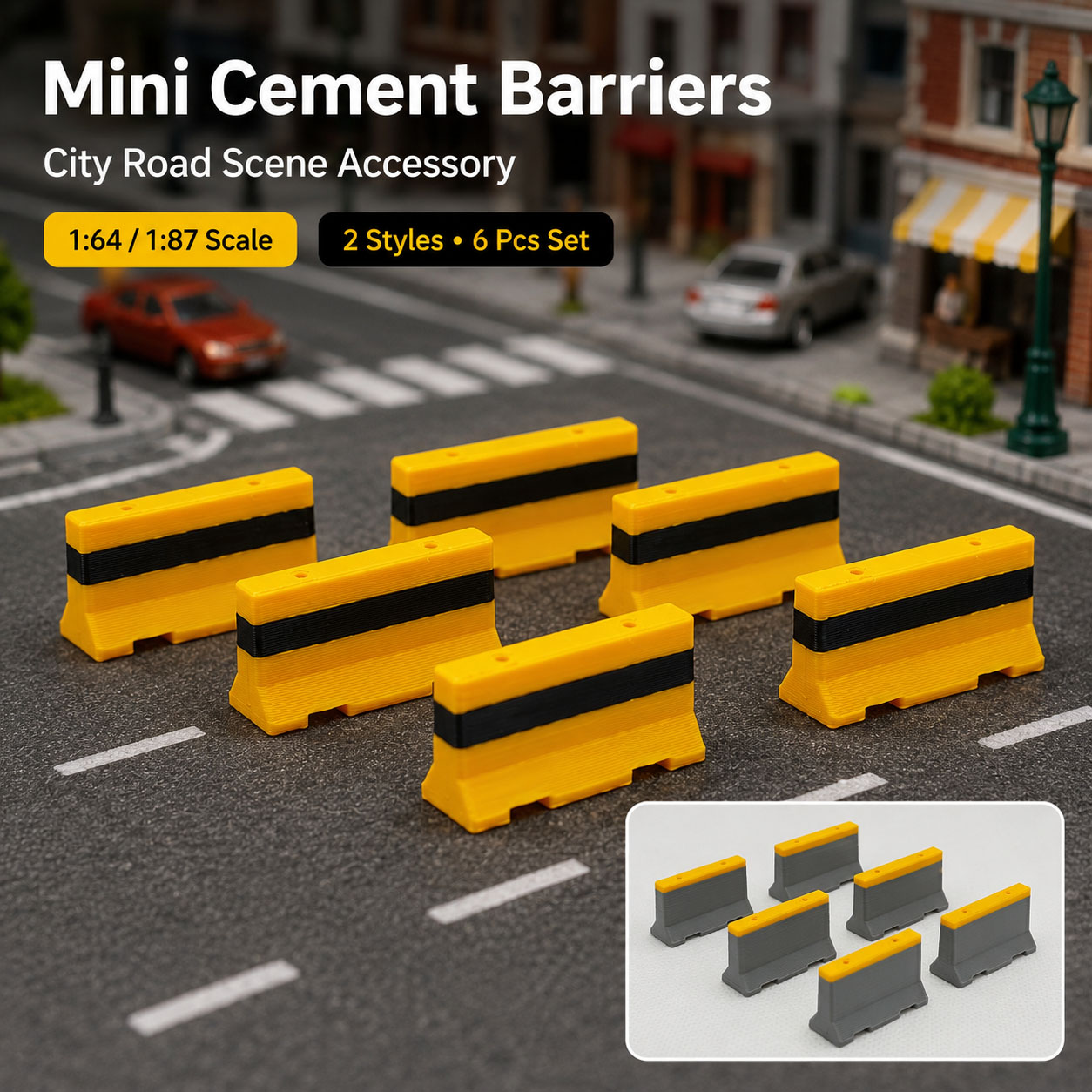 Model Kit Cement - 1:64 1:87 Mini Cement Road Barriers